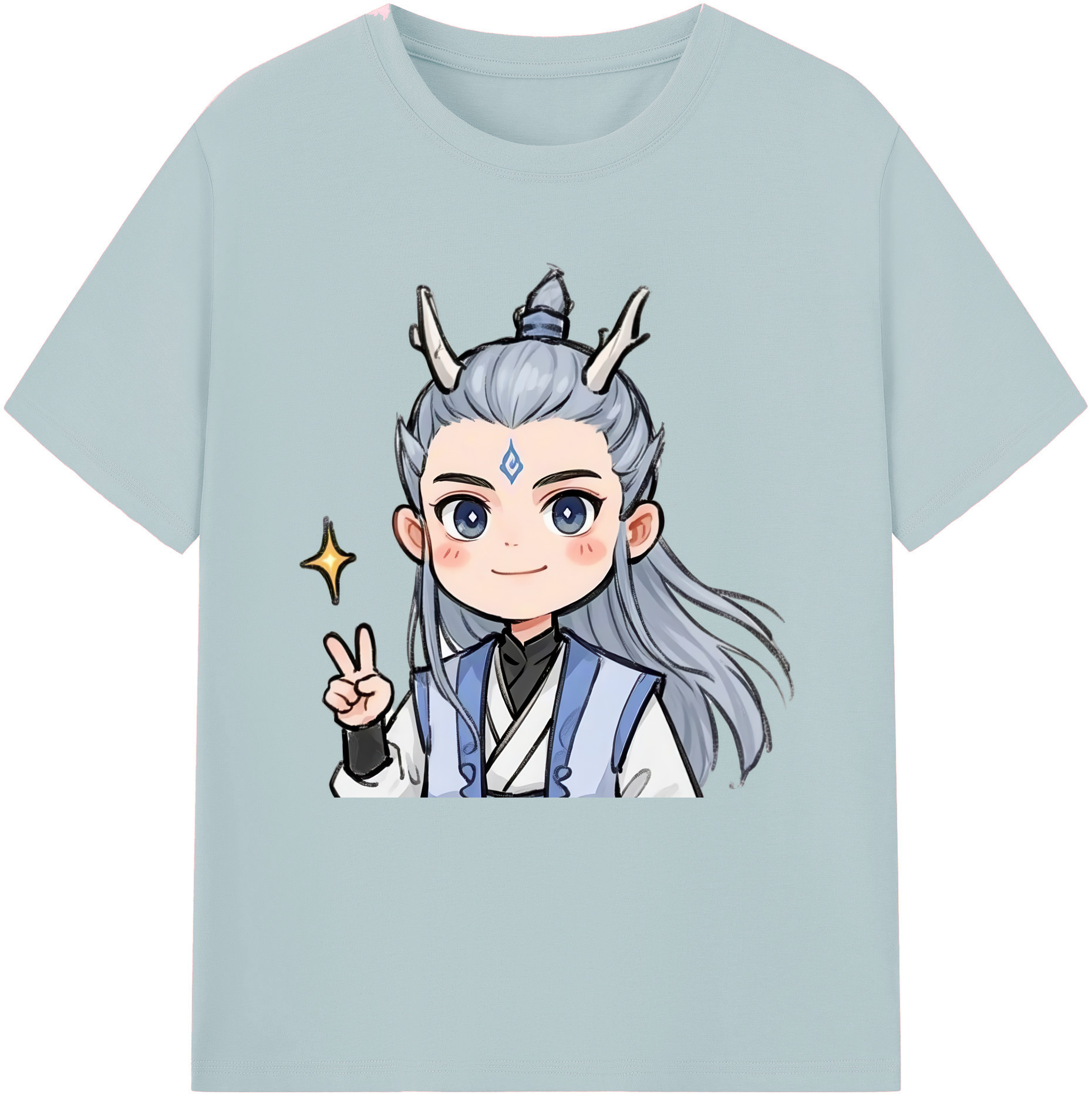 （画像用） Ne Zha 2 ナタ 魔童の大暴れ 綿100％半袖Tシャツ（フロントプリント）
